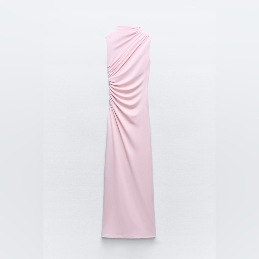 ZARA *NWT* Draped Midi Dress in Chalk Pink